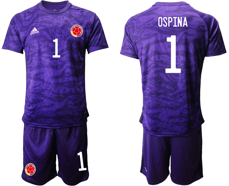 Men 2020-2021 Season National team Colombia goalkeeper purple #1 Soccer Jersey1->colombia jersey->Soccer Country Jersey